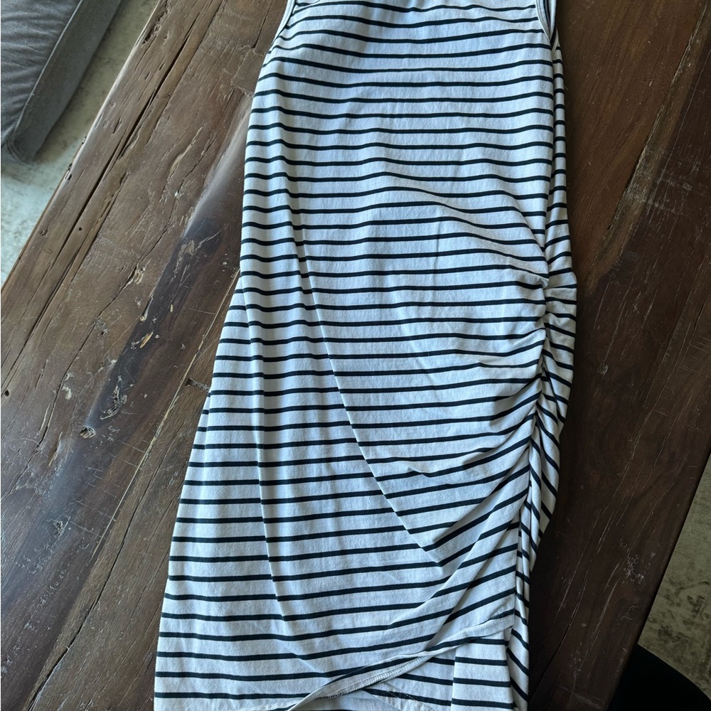 Striped White and Black Knot-Detail Women's Skirt